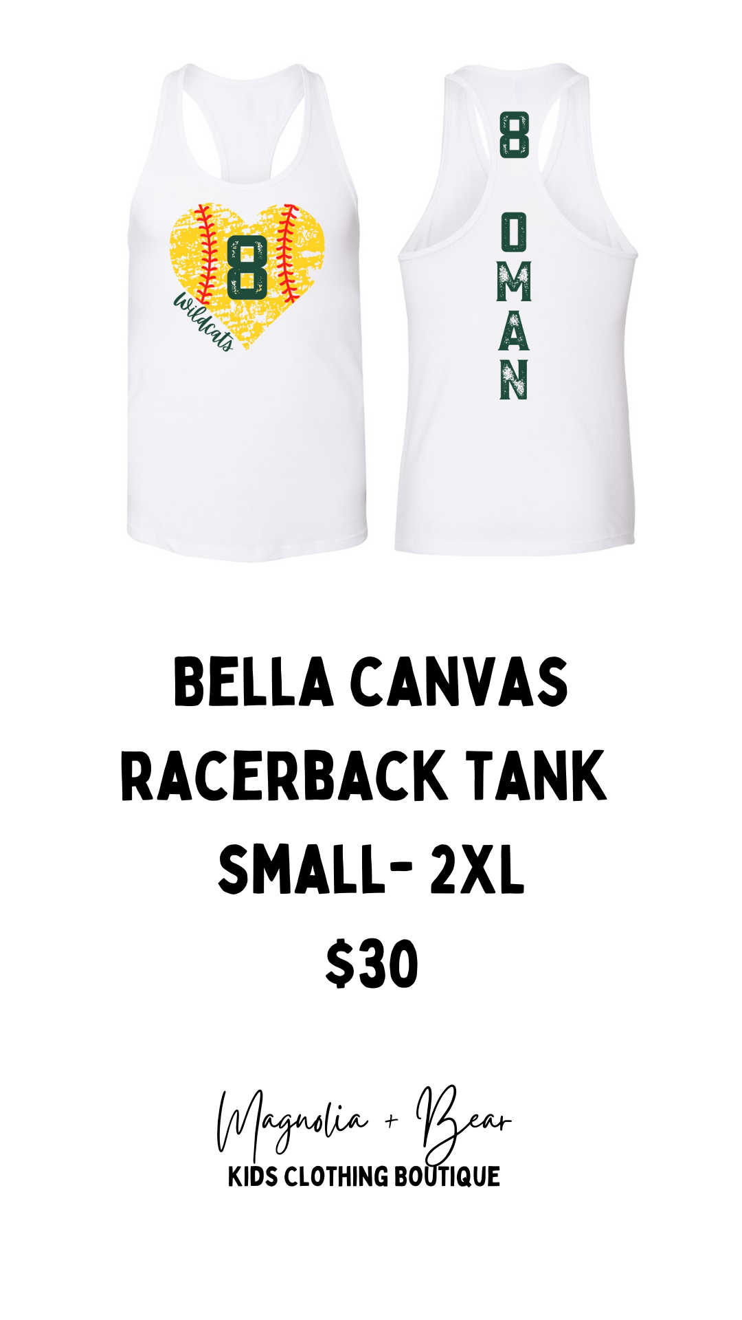 Custom Bella Racerback tank  / Wildcat Softball